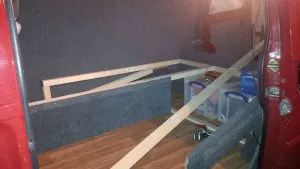 Getting to work building the seating/bed
