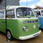 Great colour on this VW bay window campervan