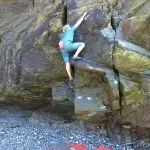 Andy bouldering at Godrevy