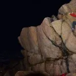 Andy night climbing at Gwynver