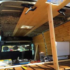 Fitting the wood to make sure it fits before cutting to size and fixing in place