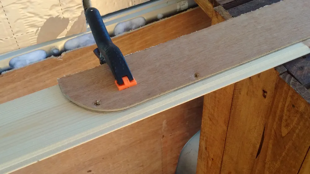 Using the ply lining as a template for the tongue and groove panels