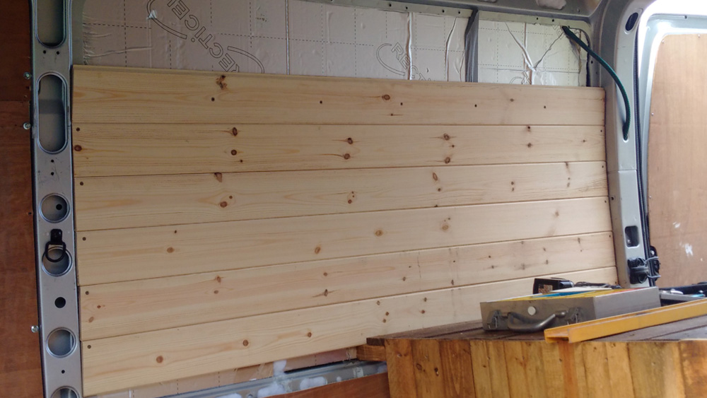 Tongue and groove panels being fixed to the wall