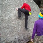 Andy tries some delicate footwork on this slab climb
