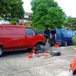 Simon turned up with all his tools in his own VW T4 Transporter
